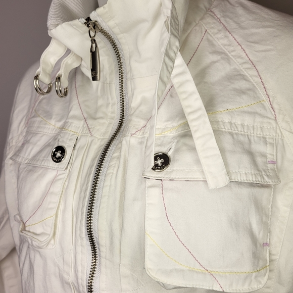 Burberry of London White Moto Jacket size XLarge - Picture 3 of 8